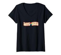 Mujer El Amor GANA la Igualdad Entre los partidarios del Entusiasta del Orgullo LGBTQ Plus Camiseta Cuello V