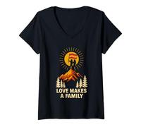 Mujer El amor lésbico hace una bandera sáfica familiar LGBTQ+ Camiseta Cuello V