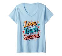 Mujer El Amor Primero enseña el Agradecimiento al Segundo educador Camiseta Cuello V