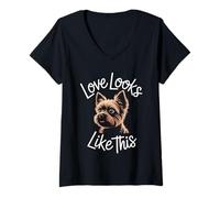 Mujer El Amor se ve como Este Perro Yorkshire Terrier Hombres Mujeres Niños Camiseta Cuello V