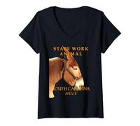 Mujer El Animal de Trabajo del Territorio de Las Carolinas La Mula Camiseta Cuello V