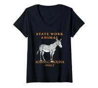 Mujer El Animal de Trabajo del Territorio de Las Carolinas La Mula Camiseta Cuello V