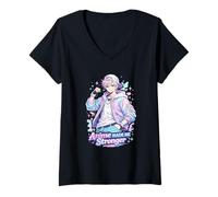 Mujer El Anime me Hizo más Fuerte: Moda Urbana motivada por los Otaku Camiseta Cuello V