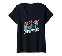 Mujer El Aperitivo Recluta Participar Humor Divertido Amistad Camiseta Cuello V