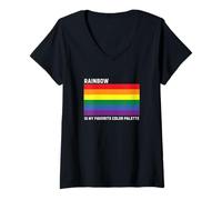 Mujer El Arco Iris es mi diseño Favorito de Paleta de Colores Camiseta Cuello V