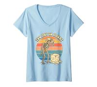 Mujer El Arte de Verano es Demasiado caluroso para perseguir a Skeleton Summer Halloween Camiseta Cuello V