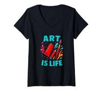 Mujer El Arte es la Vida, diseño de Pintor audaz Camiseta Cuello V