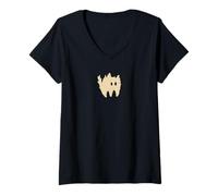 Mujer El aterrador gatito gato Tomcat del Y2K de los 90 está asustado Camiseta Cuello V