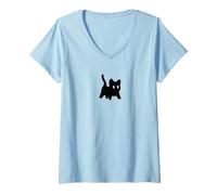 Mujer El Aterrador Gato Tomcat del Y2K de los 90 Tiene Miedo Camiseta Cuello V