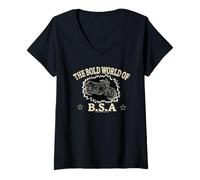 Mujer El audaz Mundo de Las Motocicletas BSA Retro Camiseta Cuello V