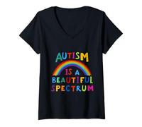 Mujer El Autismo es un Hermoso Espectro del Autismo Mes de Concientización Cinta Camiseta Cuello V