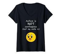 Mujer El Autismo no es contagioso Mi Sonrisa Tea Neurodiversidad Aceptar Camiseta Cuello V