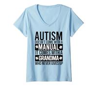 Mujer El Autismo Viene con una Abuela Que Nunca se rinde Meme Camiseta Cuello V