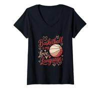 Mujer El Baloncesto es mi Amor Lenguaje Hoops Fan Player Design Camiseta Cuello V