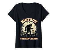 Mujer El Bigfoot de Halloween de Sasquatch vuelve a ser Divertido Camiseta Cuello V
