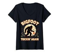 Mujer El Bigfoot de Halloween de Sasquatch vuelve a ser Divertido Camiseta Cuello V