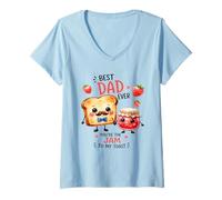 Mujer El Bonito diseño de Best Dad Ever Jam to My Toast Camiseta Cuello V