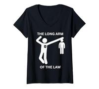 Mujer El brazo largo de la ley divertido policía mordaza Camiseta Cuello V