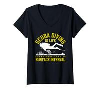 Mujer El Buceo es la Vida Todo lo demás es intervalo de Superficie Camiseta Cuello V