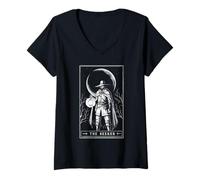 Mujer El Buscador Carta Tarot Oculto Fantasía Viajero Luna Camiseta Cuello V