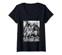 Mujer El Caballero, la Muerte y el Diablo de Albrecht Durer (1513) Camiseta Cuello V