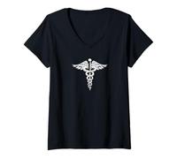 Mujer El caduceo es el símbolo de energía vital primitiva del planeta Mercurio de Hermes Camiseta Cuello V