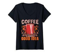 Mujer El café Siempre es una Buena Idea para la Vida Barista Camiseta Cuello V