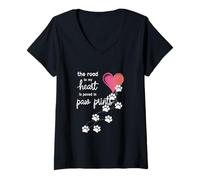 Mujer El camino a mi corazón está pavimentado en huellas Camiseta Cuello V