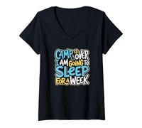 Mujer El Campamento ha Terminado Me voy a Dormir por una Semana Consejero Camiseta Cuello V