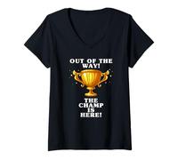 Mujer El campeón está aquí, ganador, 1er lugar, ganador, torneo Camiseta Cuello V