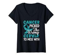 Mujer El cáncer escogió el Cuello uterino Equivocado para ensuciar con una Cinta de Conciencia Camiseta Cuello V