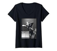 Mujer El Cantante de los Chiflados Iggy Pop en Vivo por Virginia Turbett Camiseta Cuello V