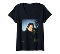 Mujer El Cantante de Ring of Fire Johnny Cash de Michael Grecco Camiseta Cuello V