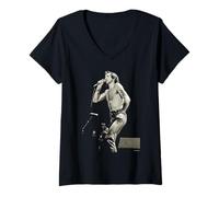 Mujer El Cantante en Vivo de ACDC Bon Scott vuelve a Ponerse Negro por Dick Barnatt Camiseta Cuello V