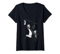 Mujer El Cantante Italiano de ópera Luciano Pavarotti de Michael Grecco Camiseta Cuello V