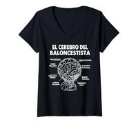 Mujer El Cerebro del Baloncestista Jugador de Baloncesto Hombre Camiseta Cuello V