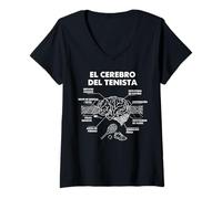 Mujer El Cerebro del Tenista Entrenador Jugador De Tenis Tennis Camiseta Cuello V