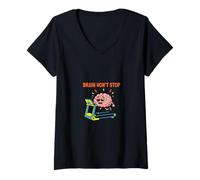 Mujer El Cerebro no dejará de Pensar Demasiado en el diseño de Humor Mental Camiseta Cuello V