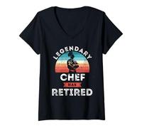 Mujer El Chef Legendario se ha Jubilado, Regalos de jubilación de Chef Camiseta Cuello V