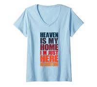 Mujer El cielo es mi hogar aquí reclutando cristiano religioso Jesús Camiseta Cuello V