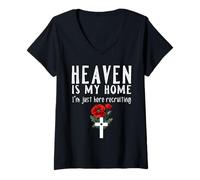 Mujer El Cielo es mi hogar Estoy aquí Reclutando a Christian Camiseta Cuello V