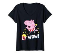 Mujer El clásico de Dibujos Animados Cool Popcorn Adventure Wow de Peppa Pig George Camiseta Cuello V