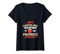 Mujer El Clima del Chocolate Caliente es mi pronóstico Favorito para los Bebedores de Cacao Camiseta Cuello V