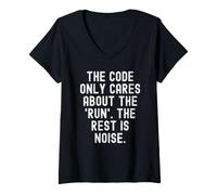 Mujer El código Solo se Preocupa por The Run Mindful Men Women Camiseta Cuello V