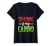 Mujer El Comercio es mi Cardio - Crypto Stock Market Money Investing Camiseta Cuello V