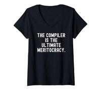 Mujer El compilador es el último código audaz de meritocracia Camiseta Cuello V