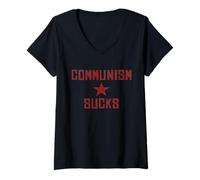Mujer El Comunismo apesta - Estados Unidos Primer Socialismo anticomunista Camiseta Cuello V