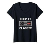 Mujer El Controlador de la Vieja Escuela Keep It Classic Gaming Throwback Camiseta Cuello V