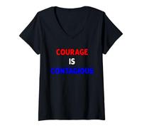 Mujer El Coraje es contagioso Camiseta Cuello V