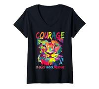 Mujer El coraje es la gracia bajo presión Camiseta Cuello V